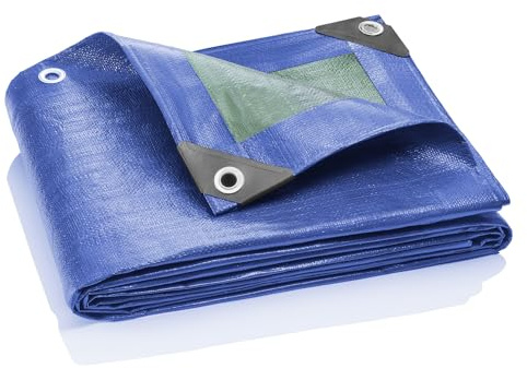 GardenMate 5 x 6 m 90 g/m2 Lona de protección Universal azul/verde | Funda protectora | Lona impermeable