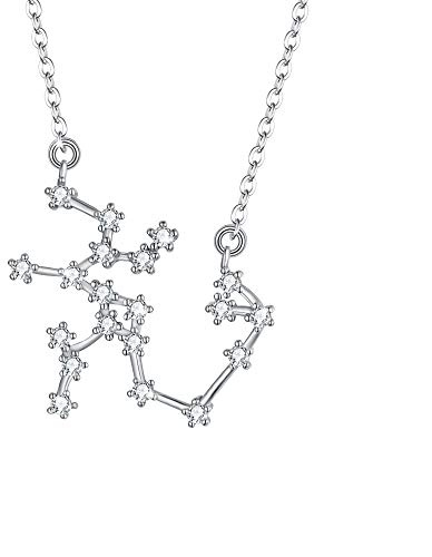 Clearine Halskette Sternzeichen 925 Sterling Silber CZ- Schütze Sternbild 12 Horoskop Astrologie Anhänger Kette klar für Damen Mädschen
