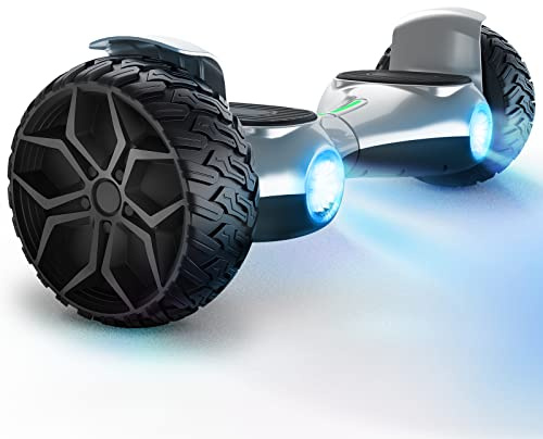 SISIGAD 8.5 Solid Tires Off Road Hoverboard, All Terrain Self Balancing Scooter with 700W Motor, Bluetooth Speakers and LED Lights, Portable Handle