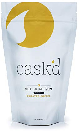 Cask’d Artisanal Rum Coffee - Made with Medium Roast Brazilian Coffee Beans - Non-Alcoholic & Hand-Roasted Single-Origin Coffee with Dark Rum - Caffeinated Rum-Infused Coffee (12 ounce Ground)