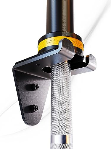 VAIIO Einzelner olympischer Langhantelaufhänger, Garage, Fitnessstudio, Bar, Wandregal, vertikale Langhantelhalterung, schwarz pulverbeschichtet, platzsparendes kommerzielles oder