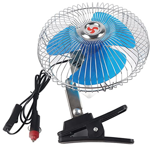 Kuuleyn Tragbare Auto-Klimaanlage, tragbarer Auto-Mini-Ventilator, 12 V 25 W tragbarer Mini-Auto-Fahrzeug-Clip auf oszillierendem Kühlventilator für Auto-LKW-Armaturenbrett