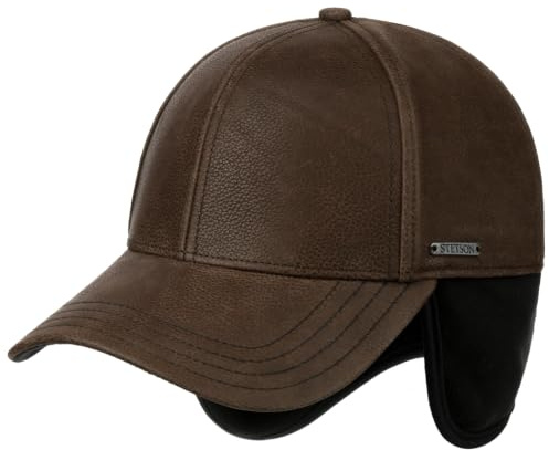 STETSON Chevrette Cowhide keps fullcap med oronlappar lader fleecefoder Unisex Host Vinter