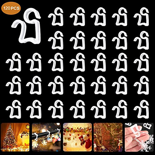 HIQE-FL 120 Pieces Plastic Gutter Clips, Gutter Suspension, Gutter Hook, Roof Gutter Hook, Mini Clips Gutter Hooks, Christmas Light Clips
