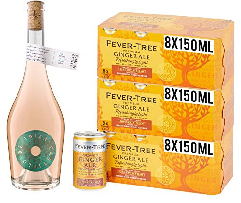 Rose Spritz Bundle: Castillo de Ibiza Pale Rose Wine, 75cl and Fever-Tree Refreshingly Light Ginger Ale, 150ml x24