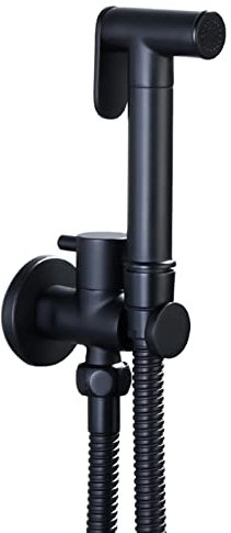 Doccino Bidet per Wc Doccetta Wc Disabili Spruzzatore Bidet per Wc con Tubo Acqua Fredda con 1/2 Valvola Doccetta Bidet Ottone,Nero