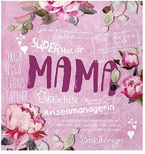 IHR Ideal Home Range - Papierservietten MAMA pink 20 St. Lunch-Servietten 33 cm x 33 cm