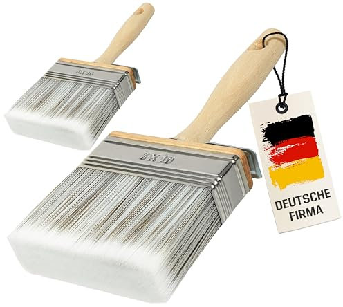 ORGAFLIX Flächenstreicher 100mm Premium - 2er Set - Kein Borstenverlust - Malerset große Flächen, Lasurpinsel, Holz außen, Quast, Borstenpinsel, Malerpinsel breit, Pinsel Möbelfarbe streichen