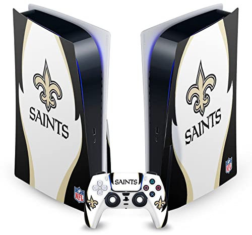 Head Case Designs Offizielle NFL Seitendetails New Orleans Saints Vinyl Frontplatte Haut Gaming Aufkleber kompatibel mit Sony PlayStation 5 PS5 Disc Edition Console & DualSense Controller