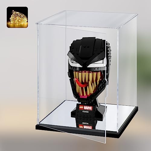 Naconmlet Transparente Acryl Vitrine mit Spiegelboden und LED-Licht | Staubdichter Schaukasten für Actionfiguren, Blind Boxes, Modelle und Sammlerstücke(20x20x25cm)