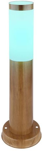 LED Wegeleuchten Außen Edelstahl Standleuchte dimmbar mit Fernbedienung Garten Terrassenlampe RGB Farbwechsel, Holzoptik opal rustikal, 8,5W 806lm warmweiß, DxH 7,6x45 cm