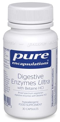 Pure Encapsulations Digestive Enzymes Ultra with Betaine HCl, 30 Capsules | Digestive Support with Lactase & Lipase, High-Strength Vegetarian Enzymes plus Betaine HCl, Hypoallergenic