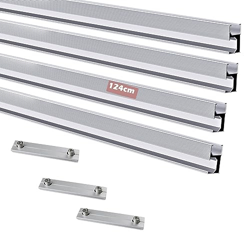 Warmfay Solarpanel Halterung Aluprofil,Dachhalterung Solarmodul PV Montageschiene 4 X113.4cm schienen und 3 X Profilverbinder,halterung für solarmodule,Balkonkraftwerk Befestigung Ziegeldach Set