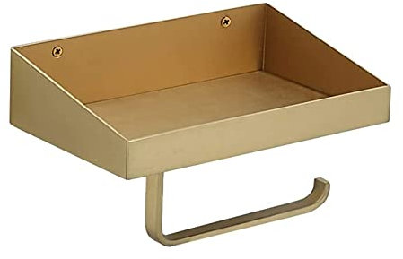 HASMI Toilettenpapierhalter Toilettenpapierhalter mit Regal Golden Gewebe Rollspender Lagerung gebürstet Toilettenrollenhalter Wandhalterung for Badezimmer Klorollenhalter (Color : No Punch)