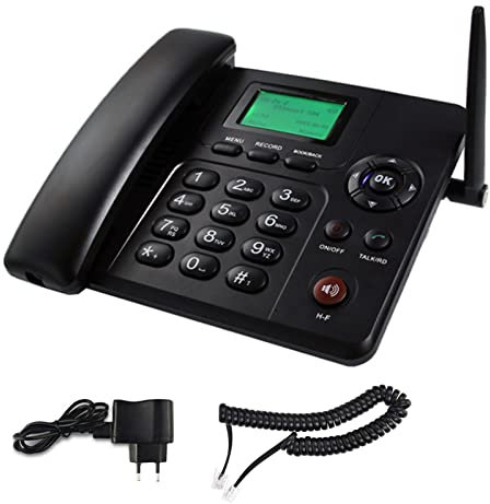 Wireless Quad Band GSM Desk Phone,Desktop Style Phone With SIM Card Slot, Supports Multiple Languages, Redial, Pause, Hands-free, SMS And Radio Functions,GSM Home Telephone In Black Desktop Telephone