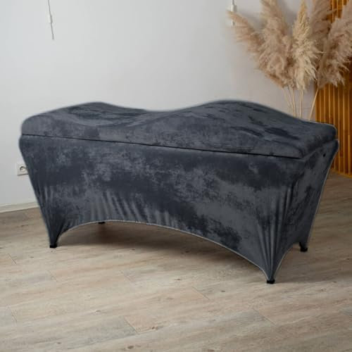 Untitled Wave Matratze und Liegebezug Set mit Memory Foam 190x70 cm für Kosmetikliege, Massageliege, mit Bezug aus Velours - Grau