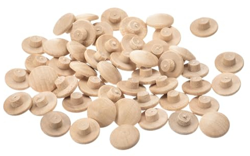 sourcing map Wood Plugs, 50Pcs 13 x 5 mm - Beech Wood Button Top Plugs, Screw Hole Covers, Decorative Wooden Cover for Stair Chair Craft Furniture Woodworking