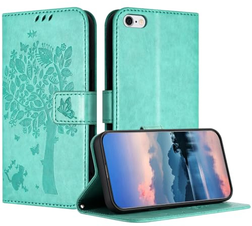 JayModCase Hülle für iPhone 6S / iPhone 6 (5,5 Zoll), Leder Klapphülle Schutzhülle mit [Kartenfach] [Standfunktion] [Magnetverschluss] Handyhülle Kompatibel mit iPhone 6S - Hellgrün