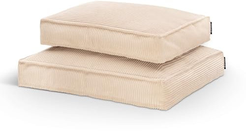 softwalls Hundekissen Cord - Orthopädisches Hundebett XXL - Hundematte kleine Hunde - Hundematratze Waschbar - Hundekorb | Creme (M)