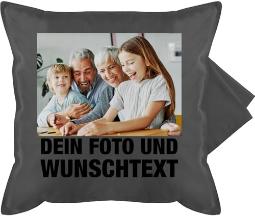 Kissenbezug - Mit Foto I Eigenem Bild I Text I Name I Wunschtext - 50 x 50 cm - Grau - Custom Pillow Kissen zum selber designen selbst drucken Photo kopfkissen Customized fotokissen personalisiertes