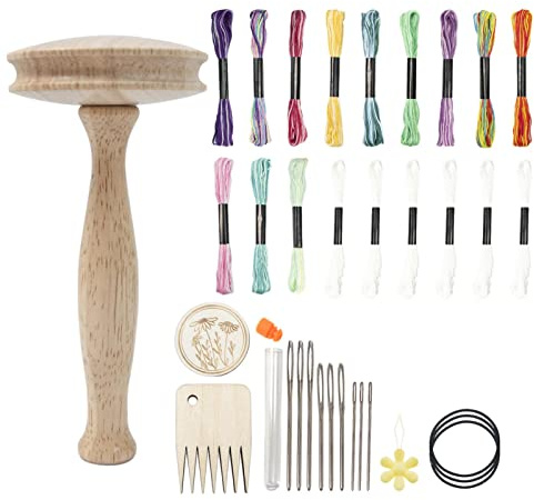Qurygin Stopfzubehör Kit - -Stopfgarn-Pilz-Kit, Stopfpilz Stopfei Stopfset Stopfpilz Set, Stickerei Kit Stopfpilz Set, Glatter -Pilz-Darner, Komplettes Stopfset Für Anfänger Schnellen Flicken