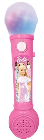 Lexibook, Barbie, Lighting Microphone for children, musical toy game, built-in speaker, light effects, demo melodies included, Pink, MIC80BB