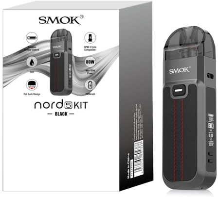 SMOK Nord 5 Kit Pod Cigarrillo Electrónico 5–80W 2000mAh 5 ml Negro DL | USB-C, Pantalla OLED, Calada DL, Tecnología Mesh, Sin nicotina