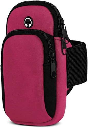 moex Handytasche Joggen für Google Pixel 8a Sportarmband Handy aus Neopren, Handyhalterung Arm zum Laufen Sport Armband, Laufarmband mit 2 Fächern, Lauftasche Jogging - Pink
