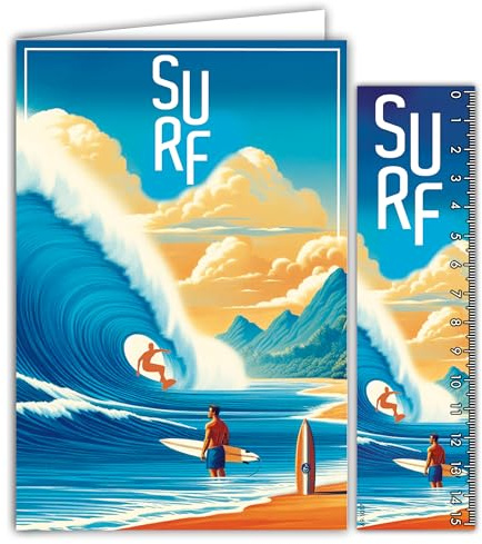 AFIE 69-1017 Surfkarte mit Umschlag, 12 x 17,5 cm, für Sportler/Surfer, Welle, Teahupo'o Tahiti, Kollektion Passion Sports der Olympischen Spiele, hergestellt in Frankreich
