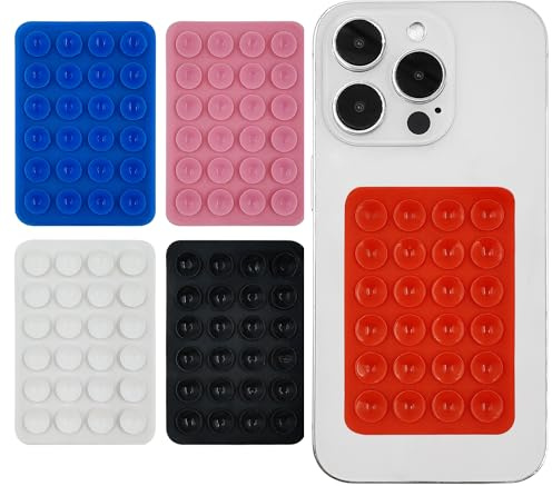 AYWFEY 5 Pcs Silicone Suction Cup Mounts, Double Sided Phone Holder, Multifunctional Sticky Suction Case for Shower, Mirror, Car, Selfies, Fingertip Toys, 5 Colors
