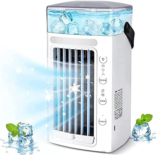 Portable Air Conditioner Quiet Home Portable Air Conditioner - 7 Colorful Lights Portable Air Cooler, Environmental Protection Refrigerant Cube - For Home and Office