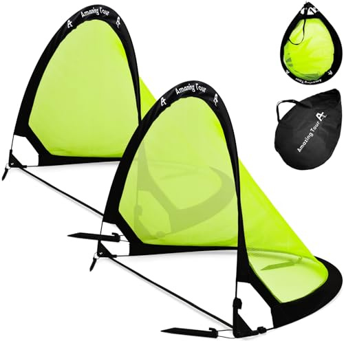 Fußballtor Kinder Pop Up Set, Fußball Tore Faltbar mit Glasfaserstangen & hochwertigen Tornetzen für Indoor, Outdoor & Garten oder Park