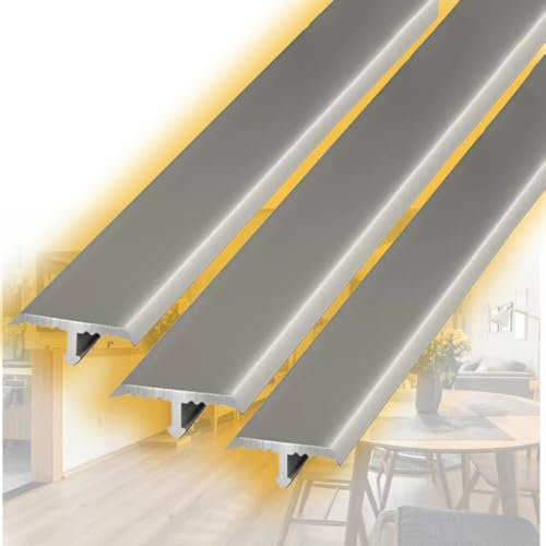 QSPNVFB 2 Pcs Aluminium Übergangsstreifen T-Profil Übergangsleiste, Boden - Trennstreifen Fußböden Abdeckleisten Übergangsschiene Metall(Champagne,L 90 x W 2.2CM (35 x0.9))