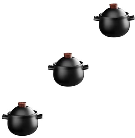 Amosfun 3 Pz Zuppa Di Casseruola Ciotole Di Casseruola Pentola Stufato Pentole in Pirofila Con Coperchio Di Terracotta Ciotola in Pietra Dolsot Ceramica