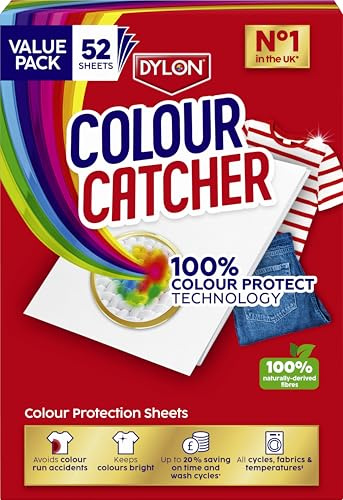 Colour Catcher Colour Protection Sheets (1 pack x 52 sheets), Colour Catcher Sheets for Mixed Colour Washes to Avoid Colour Run Accidents, Made of 100% Naturally-Derived & Biodegradable Fibres