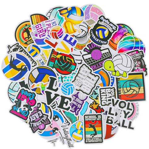 HJZHII 50 piezas voleibol pegatina,pegatinas de accesorios de voleibol, bonitos regalos de voleibol, deportes de voleibol, impermeables para portátiles, pegatinas de vinilo para adolescentes