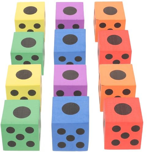 JOINPAYA Eva Schaumwürfel Kinder 12 Große Bunte Würfel 3,7cm Spielwürfel Für Spiele Unterricht Freizeit Reise