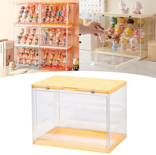 Ddasam Vitrinen, Figurenvitrine, Vitrinen, Acrylvitrine Sammlerbox, transparent, stapelbar, Magnettür, wasserdicht, staubdicht, 30 x 17 x 23 cm