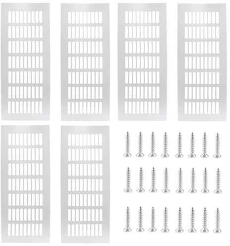 6 Griglie Di Ventilazione, Alluminio, 80 X 200 Mm, Griglia Di Ventilazione Plata, Griglia Di Ventilazione Rettangolare, Per Scarpiera, Bagno, Cucina, Soggiorno, Con Viti Di Fissaggio