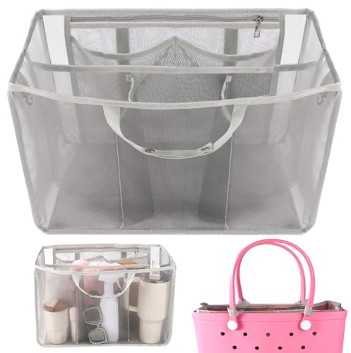 Lyreh Organisateur de plage compatible avec sac Bogg, conception de doublure en maille de fourre-tout de plage XL rangement portable cosmétiques lunettes de soleil tasse d'eau