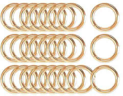 25 Stück Karabinerhaken Rund Karabiner Gold O-Ring Schlüsselring Metall Ringkarabiner Klein Taschenringe für Taschen Taschenzubehör Ringe Dekoration Schmuckhalsbänder Innendurchmesser 19mm