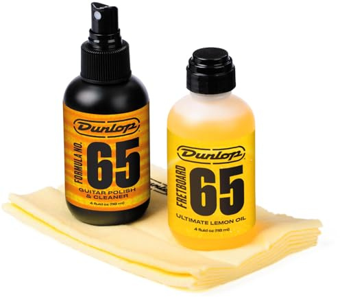 JIM DUNLOP | 6503 System 65 Body & Fingerboard Cleaning Kit, para limpieza del cuerpo y teclado de guitarra, incluye dos paños de microfibra.