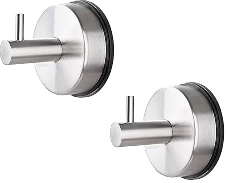 LINTRA 2 Piezas Gancho Ventosa Fuerte, Acero Inoxidable Gancho Ventosa, Gancho Pared, Accesorios Baño Sin Taladro, para Baño, Cocina, Dormitorio