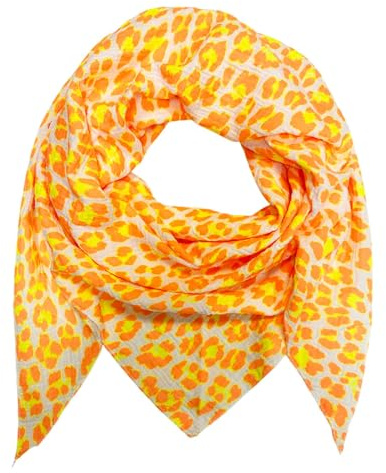 XL DreieckStrickschal Leopard Frühling Schal 100% Baumwolle Made in Italy Fashion Tuch Dreieckschal Stola Herbst Frühling Tuch Leo