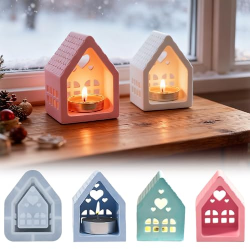 ZYEKIU Molde de Silicona para Casa, Moldes para Velas con Ventana, Moldes Velas Mini, Silicona para Moldes Creatividad, para Hechas a Mano, Jabones, Artesanías, Decoraciones (Tipo 2)