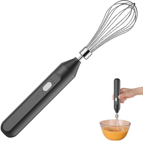 Frullino elettrico per le uova multifunzione 3 velocità ricaricabile tramite USB piccolo e leggero per frullati creme torte sbattitore per uova elettrico.