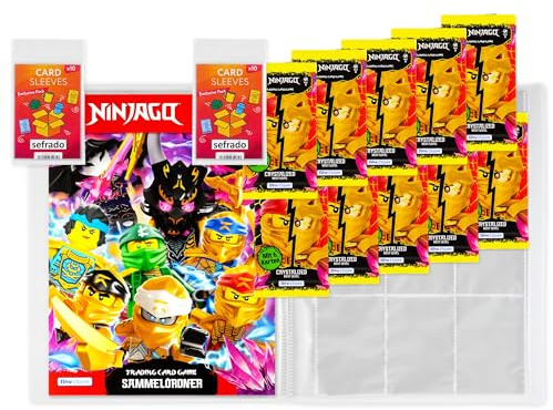 sefrado Bundle Exclusive Hüllen kompatibel mit Blue Ocean Ninjago Sammelmappe leer + 10 Booster Serie 8 Next Level Trading Card Game 2023