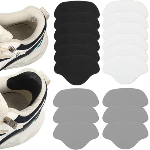 OUDQFCJ 18 pezzi toppa autoadesiva per riparare il tallone, riparare le scarpe interne, toppa salva tacco e protezione tallone scarpe, toppe per scarpe, prevenzione dei buchi (Nero, Bianco, Grigio)