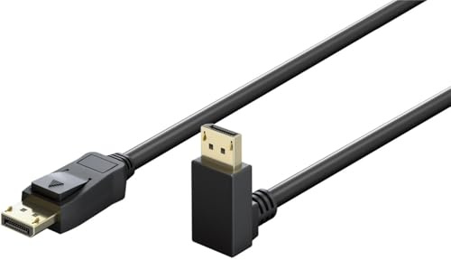 goobay DisplayPort-kabel 2.0/2.1, 54 Gbit/s stöder FreeSync och G-Sync, HDCP 2.2, Dynamic HDR och 32 ljudkanaler/speciellt för spelområdet/90° kontakt – 2 m/77057