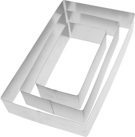 Hoement Molde de Mousse Rectangular de Acero Inoxidable, Juego de 3 Piezas